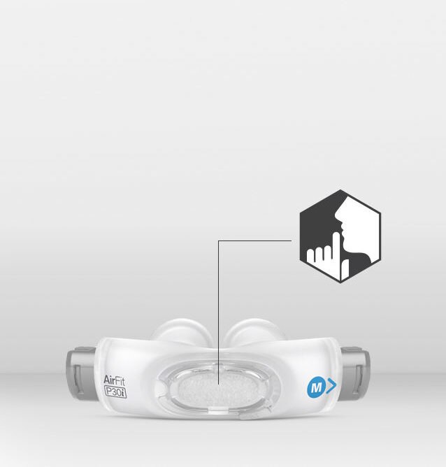 Bulle AirFit P30i avec embouts narinaires et fuite QuietAir intégrée-mobile