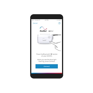 L'app AirMini se connecte à la machine du patient