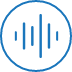 Une icône de cercle bleu avec une série de lignes verticales de différentes longueurs à l'intérieur, symbolisant un signal acoustique.