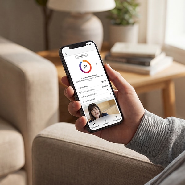  Personne consultant l’application mobile myAir.